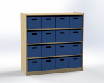 Cupboard with 3 shelves and 16 drawers