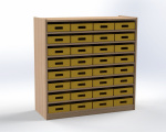 Cupboard with 7 shelves and 32 drawers