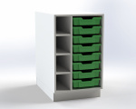 Cabinet for 8 plastic trays on the right, width 52,5 cm