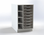 Cabinet for 8 plastic trays on the right, width 52,5 cm