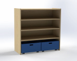 Cupboard with 2 shelf and 2 drawers, H: 100 cm