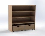 Cupboard with 2 shelf and 2 drawers, H: 100 cm