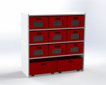 Cupboard with 1 shelf and 8 drawers, H: 100 cm