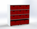 Cupboard with 2 shelves and 11 drawers, H: 100 cm