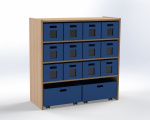 Cupboard with 1 shelf and 10 drawers, H:100 cm