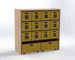 Cupboard with 1 shelf and 10 drawers, H:100 cm