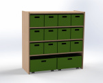 Cupboard with 2 shelf and 12+2 drawers