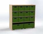 Cupboard with 2 shelf and 12+2 drawers