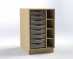 Cabinet for 8 plastic trays on the left, width 52,5 cm
