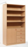 Cabinet with free shelves, door and 4 drawers