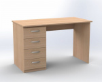 Office desk with four drawers on the left