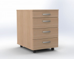 Wheeled container with four drawers