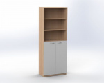 Two-door cabinet + open shelves at the top, h. 215 cm, offiCe TVAR v.d. Klatovy