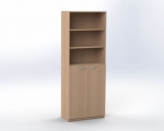 Two-door cabinet + open shelves at the top, h. 215 cm, offiCe
