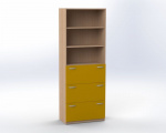 Cabinet with 3 drawers + open shelves at the top, h. 215 cm, offiCe TVAR v.d. Klatovy
