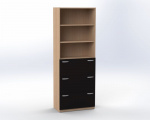 Cabinet with 3 drawers + open shelves at the top, h. 215 cm, offiCe TVAR v.d. Klatovy