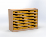 Cupboard with 5 shelves and 24 drawers