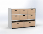 Cupboard with 1 shelf and 8 drawers