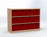 Cupboard with 2 shelves and 12 drawers