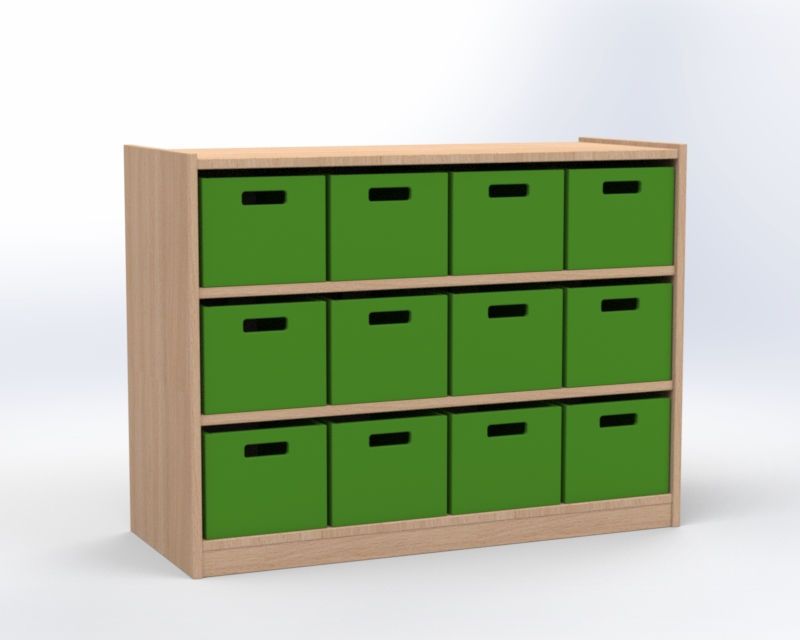 Cupboard with 2 shelves and 12 drawers