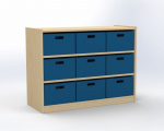 Cupboard with 2 shelves and 9 drawers