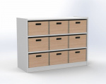 Cupboard with 2 shelves and 9 drawers