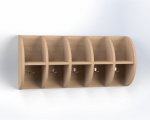 Wall-mounted shelf with hooks for 5 children